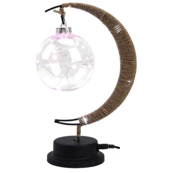 Różowa lampa rattanowa w kształcie księżyca Różowa lampa rattanowa w kształcie księżyca