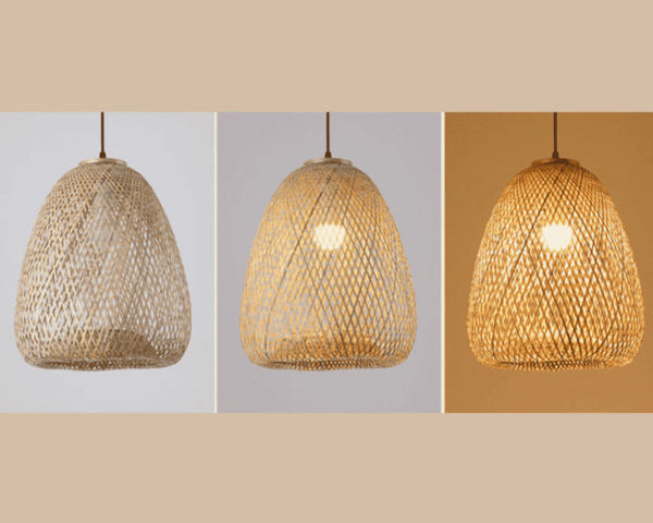 Rustykalna lampa wisząca z rattanu w kształcie tulipana okrągła Rustykalna lampa wisząca z rattanu w kształcie tulipana okrągła