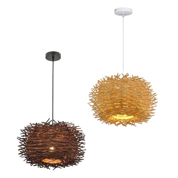 Rusztowa lampa wisząca z naturalnego rattanu