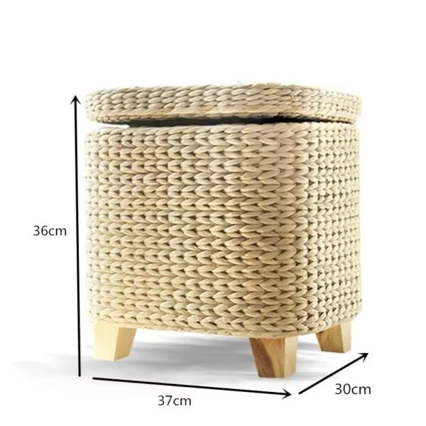 Taboret z wikliny z pojemnikiem