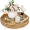 Taca rattanowa z drewnianymi uchwytami
