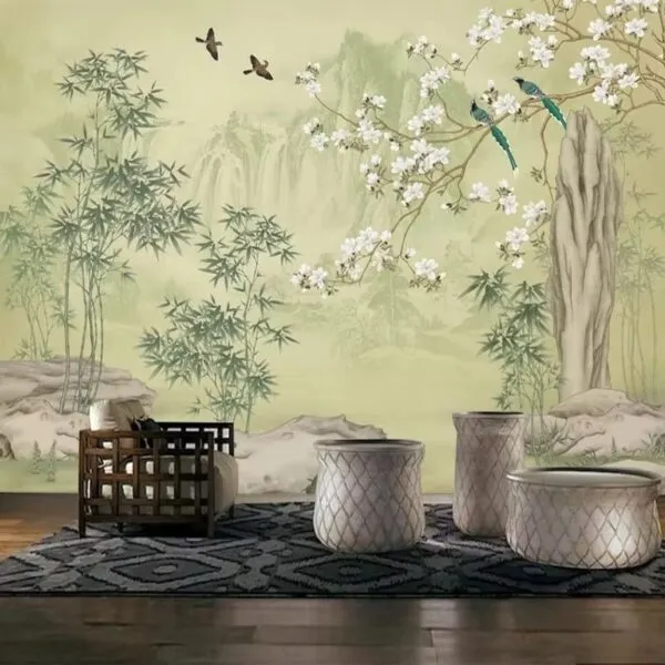 Tapeta bambusowa z magnolią Tapeta bambusowa z magnolią