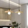 Wisząca lampa LED z drewna w kształcie talerza Wisząca lampa LED z drewna w kształcie talerza