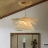 Wisząca lampa rattanowa wielopoziomowa