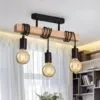 Wisząca lampa sufitowa z drewna w stylu retro, trzy klosze