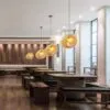 Wisząca lampa sufitowa z rattanu i bambusa