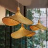 Wiszaca lampa sufitowa z rattanu i bambusa