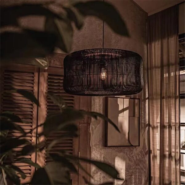 Wisząca Lampa z Rattanu Vintage