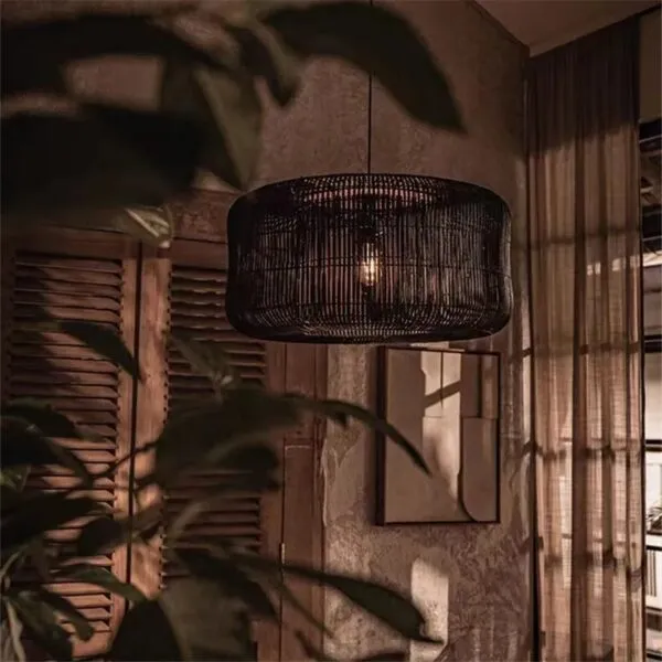 Wisząca Lampa z Rattanu Vintage