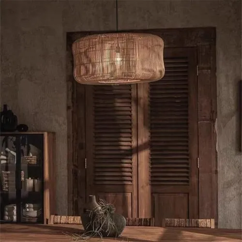 Wisząca Lampa z Rattanu Vintage