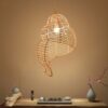 Wisząca lampa z rattanu w kształcie muszli, beżowa, w stylu rustykalnym Wisząca lampa z rattanu w kształcie muszli, beżowa, w stylu rustykalnym