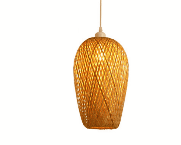 Wisząca lampa z rattanu w kształcie tulipana