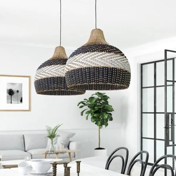 Wisząca lampa z rattanu w stylu chińskim 2
