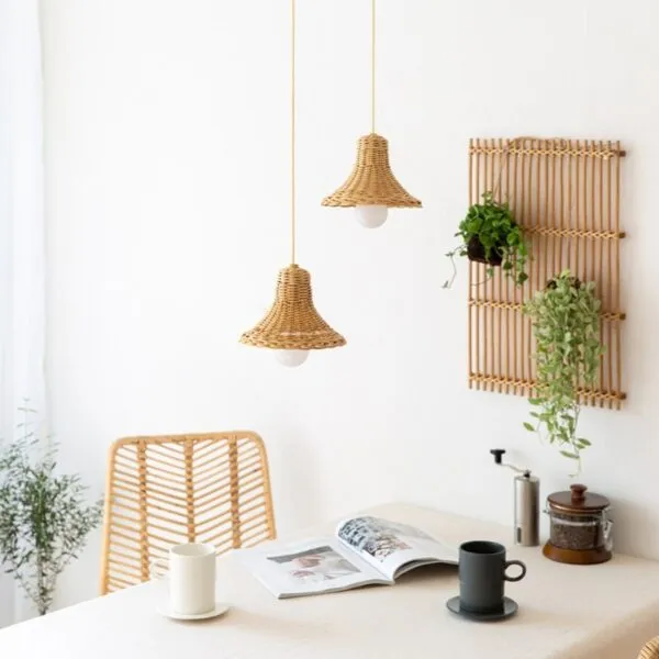 Wisząca lampa z rattanu w stylu chińskim 2