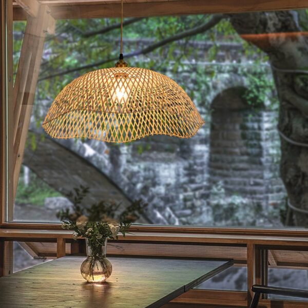 Wisząca lampa z wikliny i bambusa, ręcznie pleciona, nowoczesny design Wisząca lampa z wikliny i bambusa, ręcznie pleciona, nowoczesny design