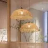 Wisząca lampa z wikliny i bambusa, ręcznie pleciona, nowoczesny design