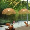 Wisząca lampa z wikliny i bambusa, ręcznie pleciona, nowoczesny design