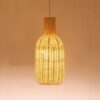 Wisząca lampa z wikliny i rattanu, owalna, ręcznie robiona