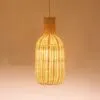 Wisząca lampa z wikliny i rattanu, owalna, ręcznie robiona