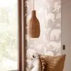 Wisząca lampa z wikliny i rattanu, owalna, ręcznie robiona