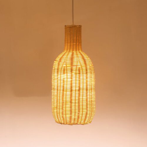Wisząca lampa z wikliny i rattanu, owalna, ręcznie robiona