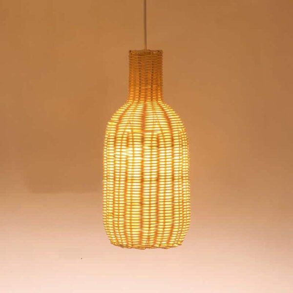 Wisząca lampa z wikliny i rattanu, owalna, ręcznie robiona