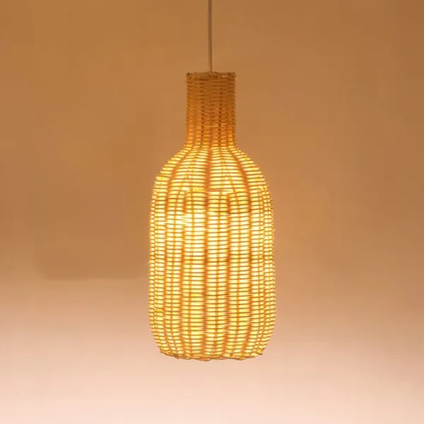 Wisząca lampa z wikliny i rattanu, owalna, ręcznie robiona