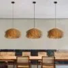 Wisząca lampa z wikliny naturalnej