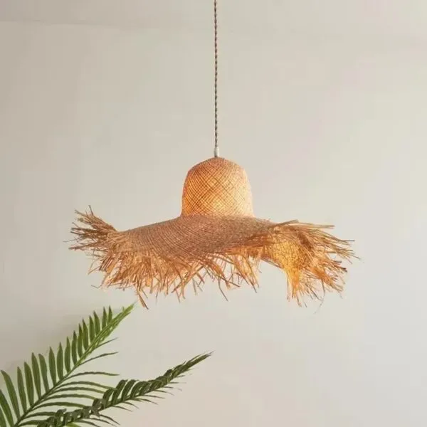 Wisząca lampa ze słomy w stylu skandynawskim Wisząca lampa ze słomy w stylu skandynawskim